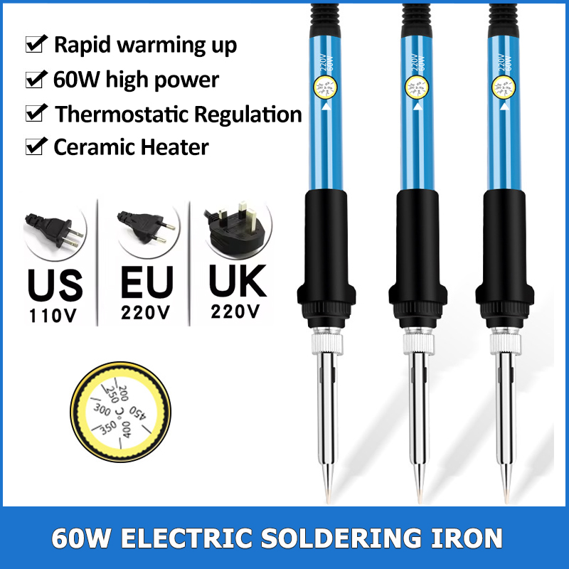 Electronics Repair Uk - 60W หัวแร้งไฟฟ้า EU/US/UK ปลั๊กปรับอุณหภูมิหัวแร้งในครัวเรือนอิเล็กทรอนิกส์เชื่อมซ่อมเครื่องมือ