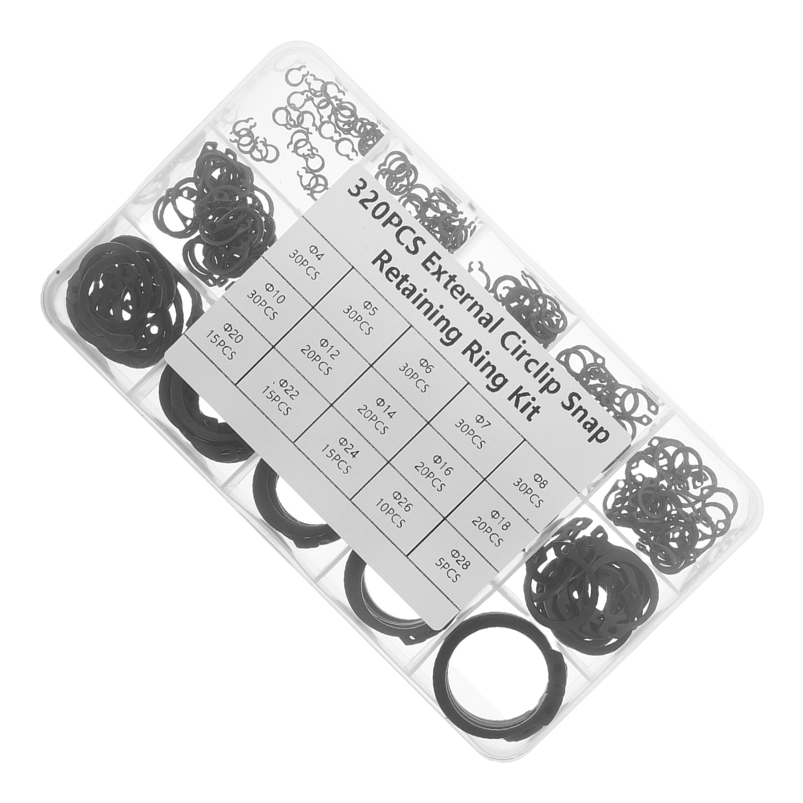 Electronic Repairing - ชุดแหวนล็อค 320 ชิ้น แหวนล็อคภายนอกเหล็ก ชุดคลิปล็อคสำหรับยึดเพลา ซ่อมแซมเครื่องกลและอิเล็กทรอนิกส์