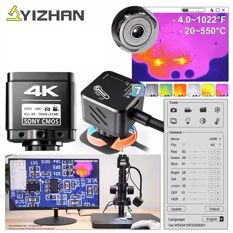Electronic Repairing - YIZHAN กล้องถ่ายภาพความร้อน 256*192 พิกเซล 4k กล้องจุลทรรศน์อิเล็กทรอนิกส์สำหรับบัดกรี